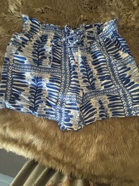 LOFT Blue & White Printed Shorts